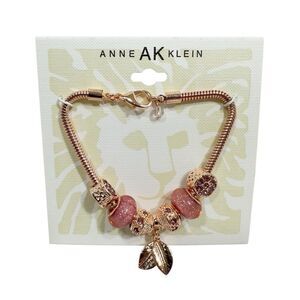 ANNE KLEIN ROSE GOLD‎ TONE CHARM BRACELET NWT